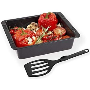 chg SET 341-46-60 extra diepe ovenvorm (7,0 cm) ""emaille"" met professionele spatel"", zwart gespikkeld