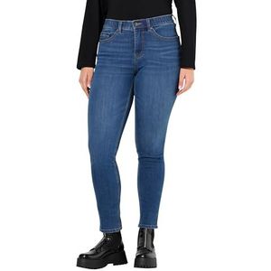 Ulla Popken Dames grote maten plus size jeans Sarah, smalle pijpen, comfortabele band, stretch, Denim Blauw, 36W x 32L