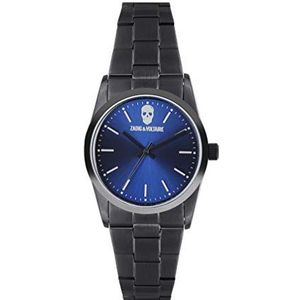 Zadig & Voltaire Volwassen unisex analoog kwarts horloge met stalen band ZVF616, Blauwe wijzerplaat, riem