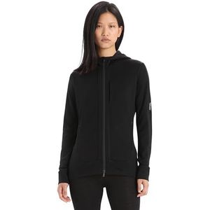 Icebreaker Merino Dames Quantum Iii lange mouw wol atletische rits up hoodie, Zwart, L