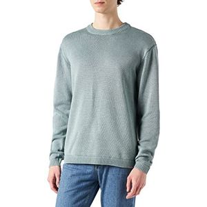 Urban Classics Gebreide herentrui, used look, licht overgesneden schouders, geribbelde manchetten aan de zoom, washed sweater, maat S tot 5XL, DustyBlue., S