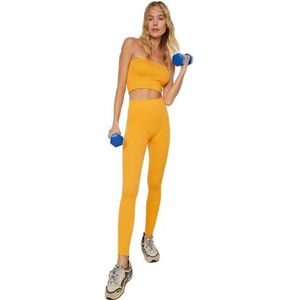 Trendyol Vrouwen Sportkleding Hoge Taille Skinny Fit 7/8 Size Sport Leggings, Oranje, XS/S