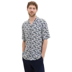 TOM TAILOR heren overhemd, 35430 - Navy Gekleurd Leaf Design, M
