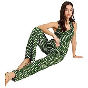 Trendyol Vrouwen Geometrisch Patroon Geweven Jumpsuit,Groen,38, Groen