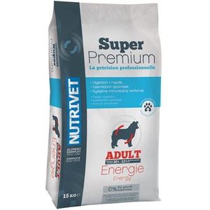 NUTRIVET - Super Premium Chien Energy - Intensieve activiteit - Tarwevrije kroketten - Hond - Rijk aan dierlijke eiwitten - 15 kg