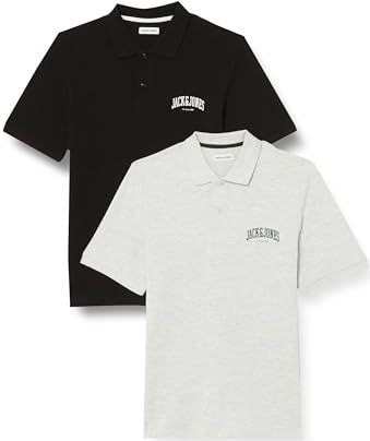 Jack & Jones Jjejosh Polo SS 2 stuks MP, zwart/wit melange, M heren, zwart/wit gemengd, M