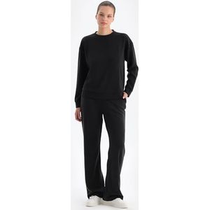 Dagi Dames Wide Leg Basic Modal Broek Pajama Bottom, zwart, M