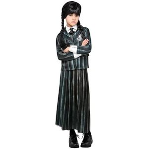 Rubies Wednesday Addams kostuum voor meisjes, top met jas en rok, schooluniform, Nevermore Academy, Halloween, carnaval en cosplay, zonder pruik en schoenen, maat 9-10 jaar (134-140 cm)