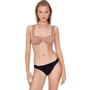 Trendyol Vrouwen Balkon Gebreide Bikini Top, Beige, 44