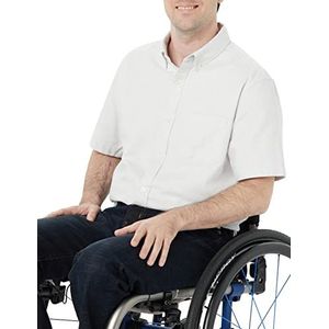 Amazon Essentials Heren Regular-Fit korte mouwen stretch Oxford overhemd met zak, lichtgrijs verticale strepen, S