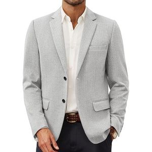 PJ Paul Jones Visgraatblazer voor heren, lichtgewicht, casual gebreide sportjas, Licht grijs, M