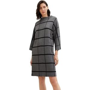 TOM TAILOR Dames Jurk met ruitpatroon 1034476, 30942 - Grey Knit Check Design, 40