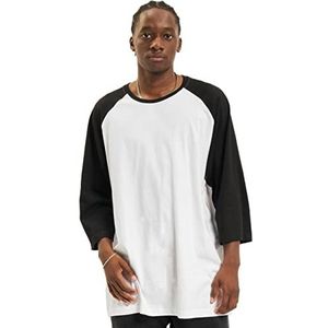 Urban Classics T-shirt voor heren, contrasterend Raglan T-shirt met 3/4 mouwen, wit/zwart, 5XL