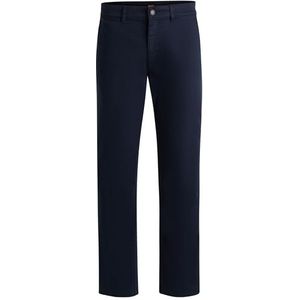 BOSS Heren chino regular-1 regular fit broek van elastisch katoen-satijn, Donkerblauw, 30W / 30L