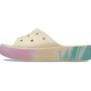 Crocs Classic Platform Slide, damesslippers, vanille/multi, 38/39 EU