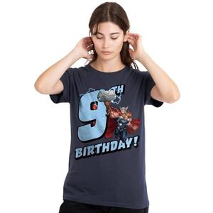 mandarin creative ltd Thor verjaardag 9 dames T-shirt, diep marineblauw, groot, Diepe marine, L