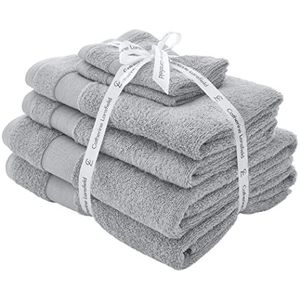 Catherine Lansfield Badkamer Anti Bacteriële 500 gsm Zacht & Absorberend Katoen 6 Stuk Handdoek Set Zilver Grijs