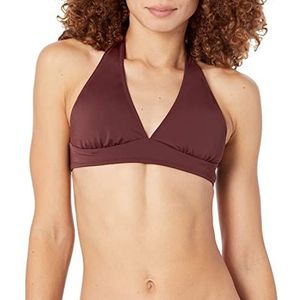Amazon Essentials Dames lichte ondersteuning stropdas halter bikini badpak top (verkrijgbaar in grote maten), diepbruin, L