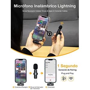 Moman Draadloze microfoon voor iPhone, CP1(A) 2,4 GHz Wireless Micro voor mobiele telefoon met Lightning-interface voor YouTube/vloging/live streaming, draadloze microfoon, iPad-iPhone 13/12/11 enz