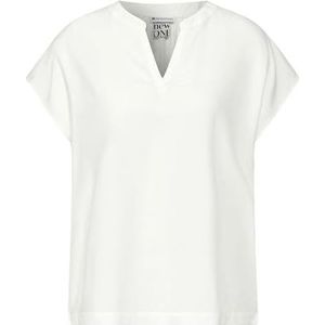 Street One QR Shirtblouse met splitneck sol, off-white, 46