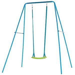 TP Toys 509 Small to Tall, blauw 2-in-1 metaal met 2 stoelen, 6 maanden plus laag, 3+ jaar volledige hoogte, set voor kinderen, outdoor en tuinspeelgoed, meegroeiend schommelframe om mee te groeien