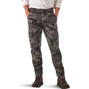 Wrangler Authentics Men's Regular Tapered Cargo, Grey Camo, 42W x 32L
