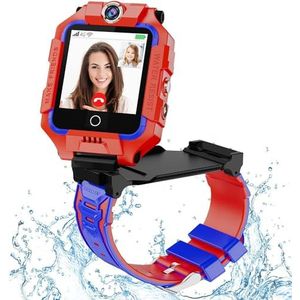 OKYUK 4G Smartwatch voor kinderen, GPS-tracker, meerdere desktopstijlen om uit te kiezen, tweerichtingsgesprekken, beeldcompetentie, SOS, wifi, waterdicht touchscreen voor 4-12 jongens en meisjes (T10
