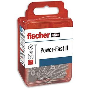 Fischer Power-Fast II Speciale Schroeven voor Hout, 5 x 20 mm, voor Vastschroeven en Aansluiting van Massief Hout of Bevestiging van Onderdelen, 40 Stuks