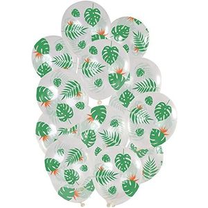 Folat 68825 ballonnen tropische bladeren 30 cm - 15 stuks latex helium luchtballon, verjaardagsdecoratie, groen, 30 cm