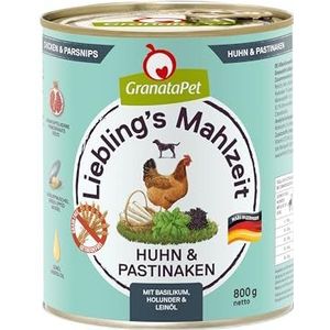 GranataPet Lieblings's Maaltijd Kip & pastinaak, 6 x 800 g, natvoer voor honden, hondenvoer zonder granen en zonder suikertoevoegingen, volledig voer met een hoog vleesgehalte en hoogwaardige oliën