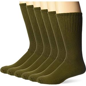 Jefferies Socks Heren Jefferies Militaire Uniform All Season Rib Top Crew Boot Sokken 6 Pack Casual, olijfgroen, Medium