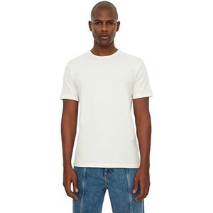 Trendyol Basic T-shirt voor heren, steen, 100% katoen, normale pasvorm, ronde kraag, stone, medium