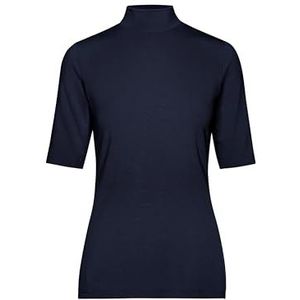 Trigema - T-shirt - Navy - TRIGEMA T-shirt met elastische opstaande kraag