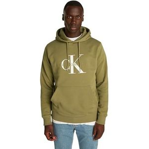 Calvin Klein Jeans Heren SEIZOENSONAL MONOLOGO REGULAR HOODIE J30J320805 Pullover Hoodie, Groen (Gothic Olive), 3XL, Groen (Gothic Olive), 3XL grote maten