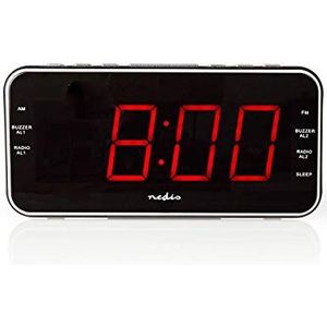 Digitale Wekkerradio - LED-Scherm - 1x 3,5 mm Audio-Input - Tijdprojectie - AM/FM - Snoozefunctie - Slaaptimer - Aantal alarmen: 2 - Zwart