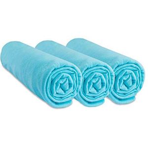 Easy Dort Hoeslaken, 70 x 140 cm, set van 3 hoeslakens, 70 x 140 cm, 100% katoenen jersey, turquoise, rekbaar, ademend, gezonde slaap, merk Easy Dort | Oeko-Tex label | kwaliteit | Made in Europe