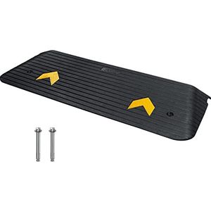 VEVOR Drempelhelling, hoogte 3,8 cm, loopbruishelling van rubber met 1 kanaal, capaciteit 15 ton, gestructureerd oppervlak, antislip, voor rolstoel, auto, scooter, quai-garage, 110 x 32 x 3,8 cm