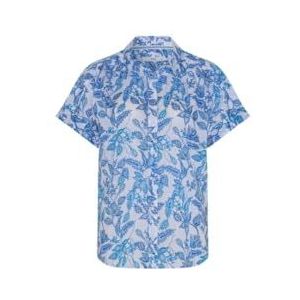 BRAX Damesblouse met korte mouwen en bloemenprint, wit, 36