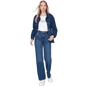 Trendyol Heren hoge tailleband wijde pijpen van de jaren 90 jeans, blauw, 34 dames, random color, 32