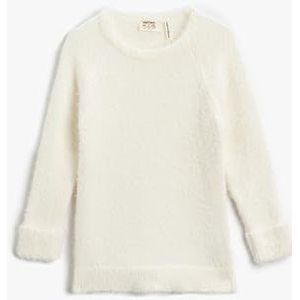 Koton Girls's Basic Sweater in Soft Pile Pullover, ecru(010), 3-4 Jaar