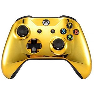 eXtremeRate Chroom Goud Edition Voorkant Behuizing Shell voor Xbox One Wireless Controller Model 1708, Vervangende Aangepast Voorplaat Cover voor Xbox One S & Xbox One X Controller - Controller NIET Inbegrepen