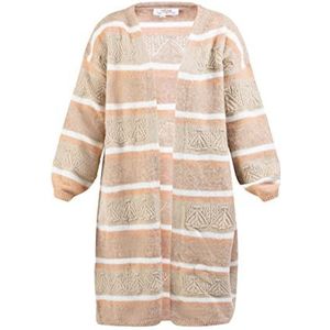 usha FESTIVAL Gebreide lange cardigan voor dames, Beige meerkleurig, XL/XXL