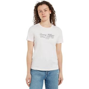 Tommy Hilfiger - T-shirt - Antiek Wit - Katoen - Dames - Korte Mouwen