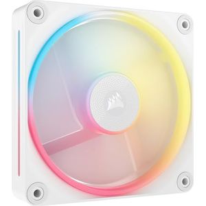 CORSAIR iCUE LINK LX120-R RGB 120 mm PWM-Reverse-Uitbreidingsfan – Enkele Ventilator – Laag Geluid, Magnetic Dome-Lager, Twee Verlichtingslussen, CORSAIR QuikTurn™-Schroeven, Zero RPM-Modus – Wit