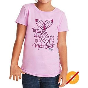 Del Sol Youth Girls Crew Tee - Verhalen van een zeemeermin, Lila T-Shirt - Veranderingen van roze naar levendige kleuren in de zon - 100% gekamd, ringgesponnen katoen, korte mouw - maat YXS