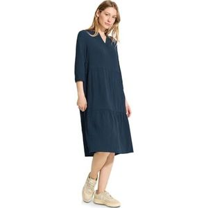 Tuniekjurk - Dark Petrol Blue - Structuur - Zonder Capuchon - V-hals - 3/4-Mouwen