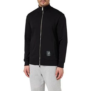 Armani Exchange Unisex Cotton Basic Mock Neck Zip Up Sweatshirt Cardigan Sweater, Zwart, Extra Small, zwart, XS