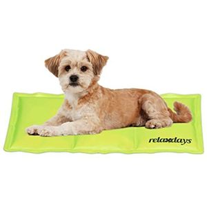 Relaxdays koelmat hond, 20 x 35 cm, verkoelende mat, koelkussen kat, gel, afwasbaar, koeldeken huisdieren, groen