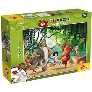 Liscianigiochi - Jungle Boek - 74143 - Dubbelzijdige puzzel 35 stukjes - 2-in-1: puzzel en kleurplaat - Gemaakt in Italië - 70 x 50 cm - Extra dikke stukjes - Vanaf 3 jaar - Mowgli