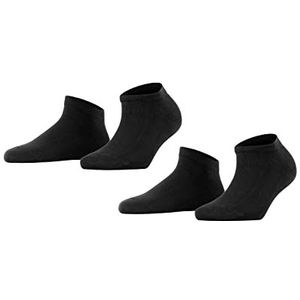 FALKE Dames Korte sokken Happy 2-Pack W SN Katoen Kort eenkleurig Multipack 2 Paar, Zwart (Black 3000), 39-42
